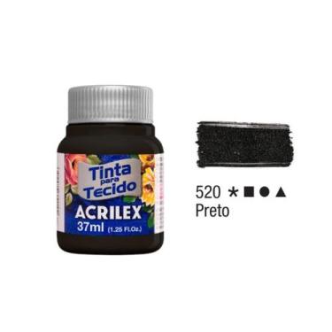 Imagem de Tinta Para Tecido Acrilex 37ml Cores Vivas e Duradouras, Preto(520)