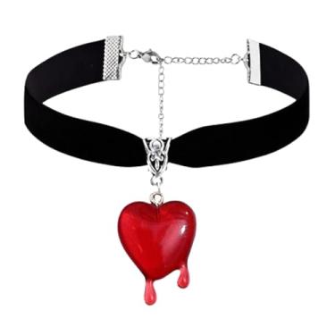 Imagem de PINK TOWN Colar gargantilha vitoriana de veludo gótico, vintage Stardust, cristal, camafeu, gótico, roxo/vermelho/preto, colar punk satanás, demônio, joia de Halloween para mulheres, Large, Zinco