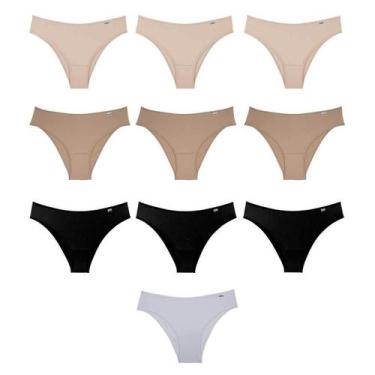 Imagem de Kit Calcinha 10 Peças Feminina Microfibra Lisa - DelRio, GG