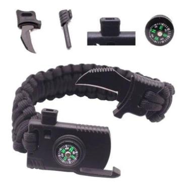 Imagem de 2X Pulseira Paracord Sobrevivência Militar Pederneira Bussol