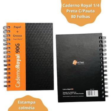 Imagem de Caderno Royal 1/4 Preta C/Pauta 80 Folhas 140X205 Mm - Royal Paper