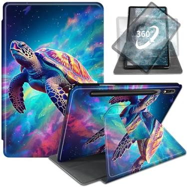 Imagem de WZCJDHMJ Capa para Samsung Galaxy Tab S10+ Plus 2024/S9 FE Plus 31,5 cm, suporte giratório de 360 graus com suporte para caneta S + despertar automático para S9+ Plus, Art Turtle