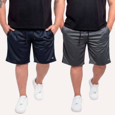 Imagem de Kit 2 Bermuda Helanca Esporte Faixa Lateral Academia Casual-Masculino