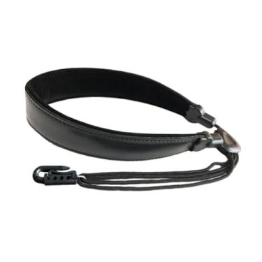 Imagem de simhoa Correia de pescoço para saxofone, acessório de instrumento de couro PU, arnês ajustável para saxofone, presentes para amantes da música, Ombreiras Largas