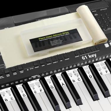 Imagem de Etiquetas adesivas de piano para teclado elétrico 61 com capa contra poeira e caixa - monocromático