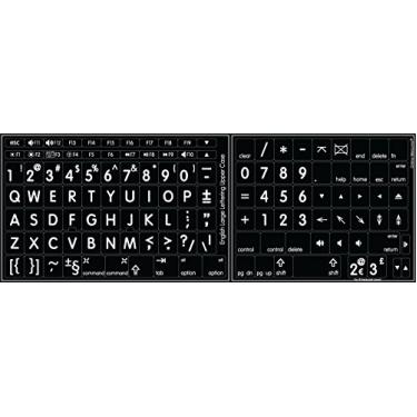 Imagem de Adesivo para teclado com letras grandes Mac English laminado preto não transparente!