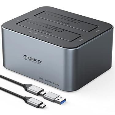 Imagem de ORICO Estação De Encaixe Para Disco Rígido Com Clone Offline, Suporte Usb-C Sata Liga Alumínio Compartimento Duplo Hd 2,5 Ou 3,5" E Uasp 36 Tb, Cinza (6626C3-C)