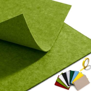 Imagem de Folha de feltro verde-oliva (91 × 91 cm) com fita dupla face, tecido de feltro rígido acrílico durável para decoração de projetos DIY