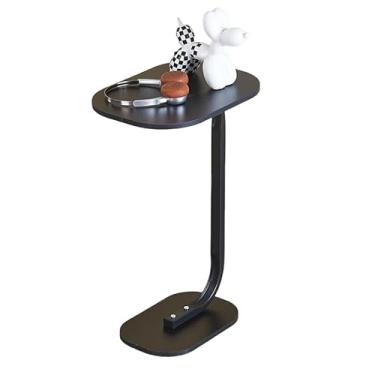 Imagem de Mesa Lateral Apoio Sofá Cama Auxiliar Suporte Para Notebook Ferro e Madeira Preta