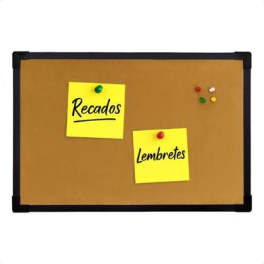 Imagem de Quadro Cortiça Mural de Avisos Para Alfinetes Percevejos 60x40 Moldura