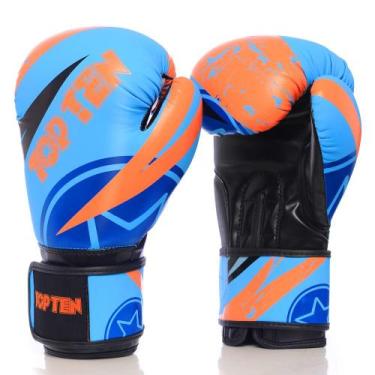 Imagem de Luva de Boxe e Muay Thai URBAN ARTS - Top Ten, Azul, Laranja, 16OZ