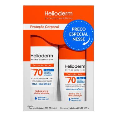 Imagem de Kit Protetor Solar Corporal Helioderm 3 em 1 FPS 70 200ml e Protetor Solar Corporal Helioderm 3 em 1 FPS 70 120ml