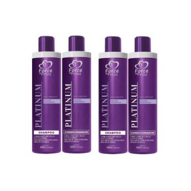 Imagem de 2 Kit Matizador Platinum Shampoo e Condicionador 4x500ml Force Cosméti