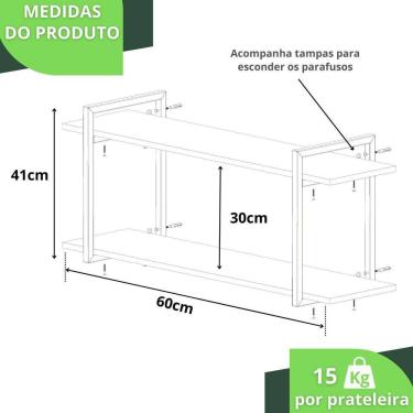 Imagem de Prateleira Estilo Industrial Cozinha De Parede Gnd Bb 60Cm