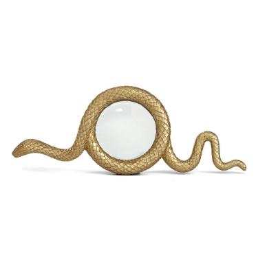 Imagem de Lupa Decorativa Dourada Serpente Em Polirresina