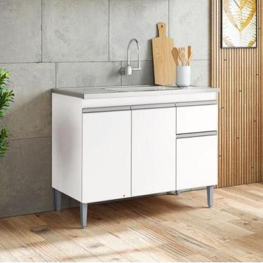 Imagem de Balcão de Pia Tatiane 100cm Branco - Ajl Moveis