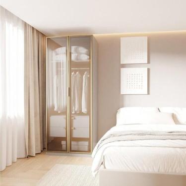 Imagem de Guarda-Roupa Modular 80cm com Portas Reflecta e Gaveteiro Jade CabeCas