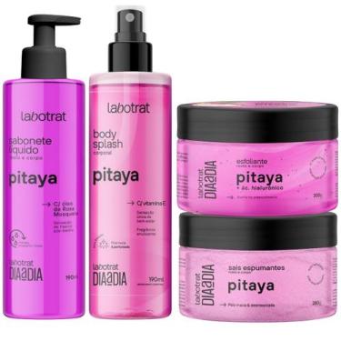 Imagem de Kit Esfoliante Sais de Banho Saboente Liquido e Body Splash Pitaya Lab