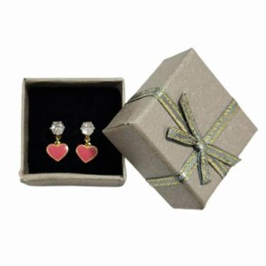 Imagem de Brinco Infantil Coração Folheado Ouro Caixinha de Presente - MIXFOLHEA
