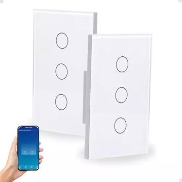 Imagem de Interruptor 3 Botões Branco Touch Wi-fi Novadigital Tuya, KIT COM 03 UNIDADES.