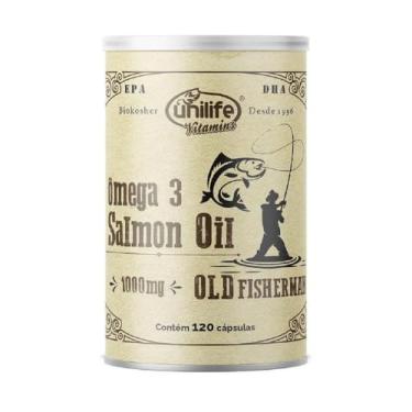 Imagem de Ômega 3 1000mg, Óleo de Peixe Salmão, Old Fisherman Unilife 120 Softgels