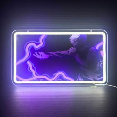 Imagem de Zenin Decor | LED de letreiro roxo oco Gojo - Decorações - Fundos de jujutsu japonês - Periféricos de anime, arte de parede, dormitório e presente de Natal