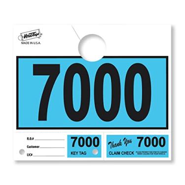 Imagem de Versa-Tags 1000 etiquetas de serviço de revendedor de carros azuis números de envio de serviço, etiquetas de chave numeradas do departamento de serviço para oficina de mecânica chaveiro de 3 partes
