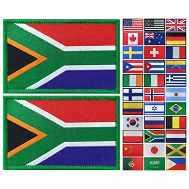 Imagem de JBCD Pacote com 2 emblemas da bandeira da África do Sul, emblema tático da bandeira do orgulho para roupas, chapéu, equipe militar