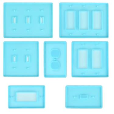 Imagem de OTYMIOW Kit de moldes de resina com tampa de interruptor de luz, moldes de resina epóxi para painel de soquete, moldes de silicone para saída de resina, moldes para capa de saída de resina para