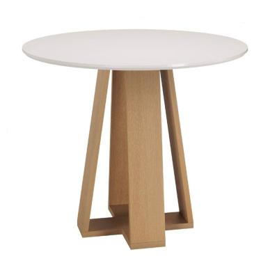 Imagem de Mesa Estilo Redonda 90cm Laqueado Fosco Off White / Mel