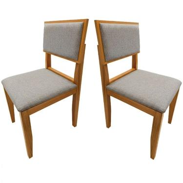 Imagem de Kit 2 Cadeiras Santorini Estofadas Madeira Tecido Linho Minas Plac Cor Cinza