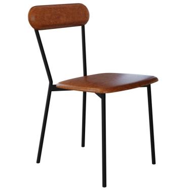 Imagem de Cadeira Estofada Para Sala de Jantar Liora Preto C01 Courino Caramelo - Lyam Decor