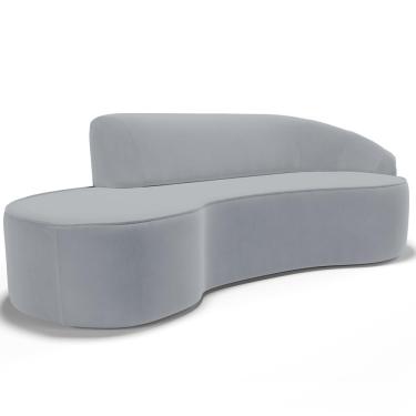 Imagem de Sofá 3 Lugares Curvo Sala de Estar Living Firenze Direito D02 Veludo Cinza 180 cm C-317 - Lyam