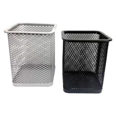 Imagem de Kit 5 Porta Canetas Organizador de Mesa Quadrado Telado Aramado Grampos Clips Escritório Home Office