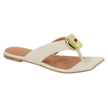 Imagem de Sandalia Rasteira Vizzano Com Detalhe Metálico No Cabedal Branco Off, 