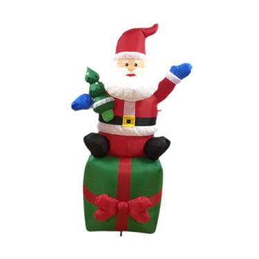 Imagem de Fenteer Papai Noel inflável de Natal de 6 pés com adereços de luz, brinquedo luminoso, grande inflável de Natal, decoração de quintal para pátio