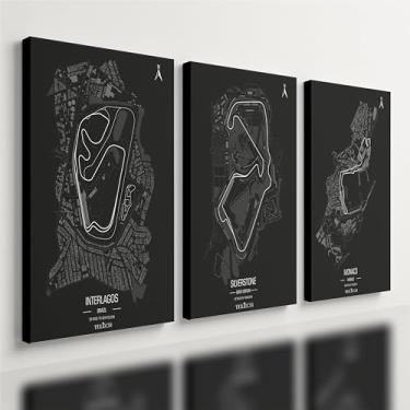 Imagem de Kit 3 Quadro Decorativo Circuitos Formula Carro Interlagos Qualidade Premium (28x20cm)