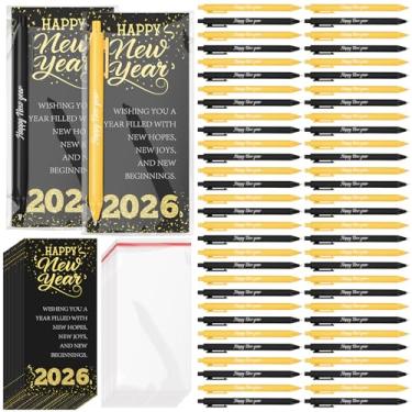 Imagem de Demonwer 60 conjuntos de canetas de feliz ano novo a granel de 2026 com cartões de bênção de ano novo 2026 para colegas de trabalho, amigos, lembrancinhas de festa em família