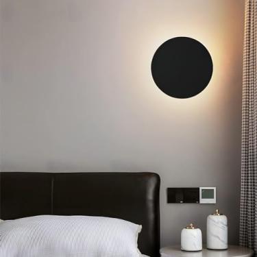 Imagem de Arandela De Parede Led Moderna Dourada 3000k Iluminação De Parede Redonda Branca Quente Disco Interno Decorar Luminárias De Corredor Teto Lâmpada De Cabeceira Preta Circ, White, 10"/25cm
