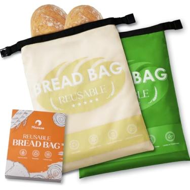 Imagem de Meowoo 2 sacos de pão reutilizáveis para fermento caseiro, sacos de poliéster para massa fermentada com zíper selado, forro de TPU, mantém os sacos de armazenamento de alimentos frescos por mais tempo
