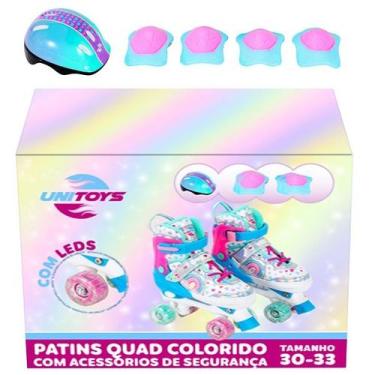 Imagem de Patins Quad Ajustavel KIT Proteçao Colorido Unitoys 30-33