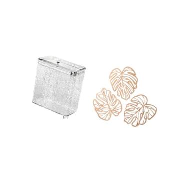 Imagem de Fenteer Lixeira Suspensa com Folhas de Palmeira Portátil, Cesto de Lixo com Tampa, Enfeite Criativo de Madeira para Cozinha, Banheiro, Porta de Armário, Decor