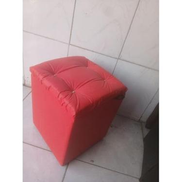 Imagem de Puff Baú Organizador 33x33x45cm - Assento Confortável, Até 100kg, Ideal para Espaços Pequenos(Marron corino)