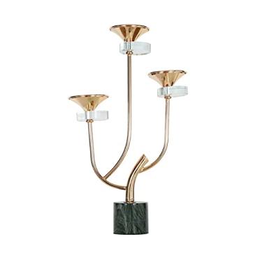 Imagem de Decoração de mesa Luz de luxo ferro castiçal decorativo base mármore à luz velas adereços jantar varanda sala estar ornamentos decorativos Centro de mesa decorativo(Médio)