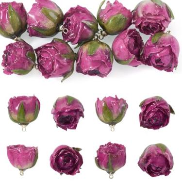 Imagem de 10 pingentes de flor de rosa de plástico 3D pingentes de brinco floral para o dia dos namorados faça você mesmo artesanato pulseira colar chaveiro fabricação de joias, magenta