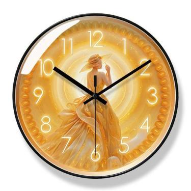 Imagem de Relógio de parede Elegant Silent Lady em design de vestido dourado - y