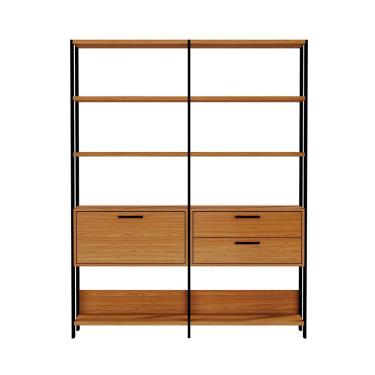 Imagem de Estante Dijon 1 pt 2 gv Freijó e Preta 145 cm