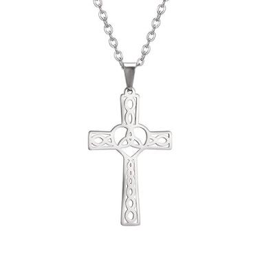 Imagem de MiiFort Gargantilha religiosa de coração com nó celta a céu aberto, joia de aniversário, presente para mulheres, filha, irmã, avó, neta, tia, amizade, One Size, Metal, Sem Pedra Preciosa