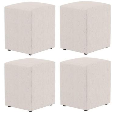 Imagem de Kit 04 Puffs Quadrado L02 Decorativo Linho Cru - Lyam Decor