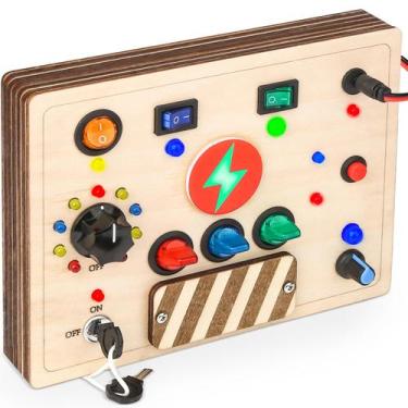 Imagem de Brinquedo sensorial Montessori Busy Board DINORUN com LED por 1-3 anos